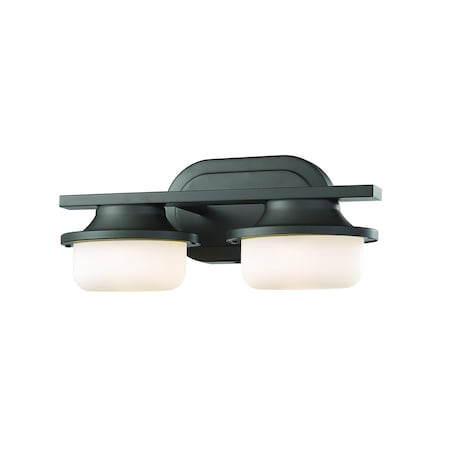 Z-Lite Optum 2 Light Vanity, Bronze & Matte Opal 1917-2V-BRZ-LED